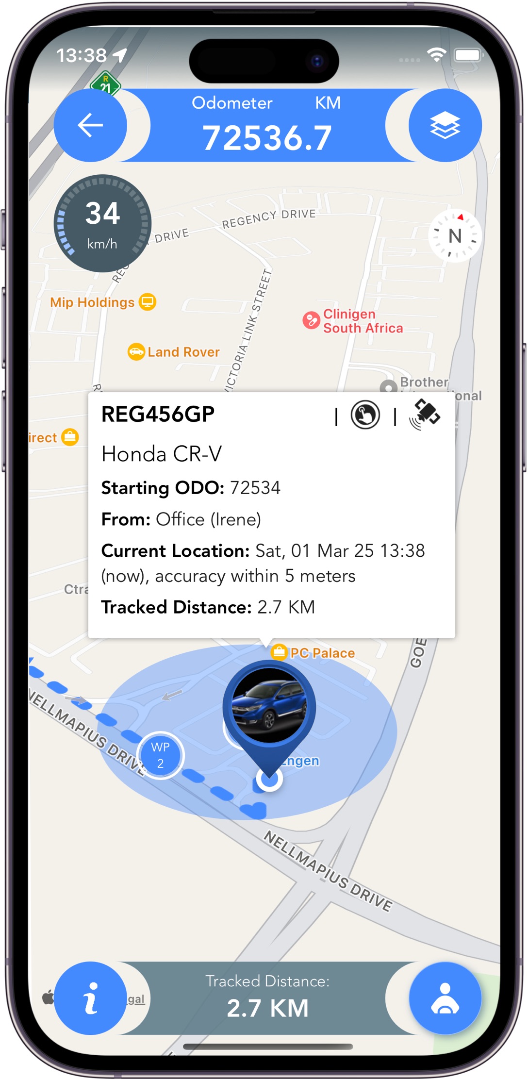 Trip Logbook Automatic Mileage tracking in app screen